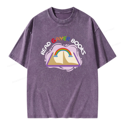 Pagewings Read Gayer Books Unisex Washed T-shirt