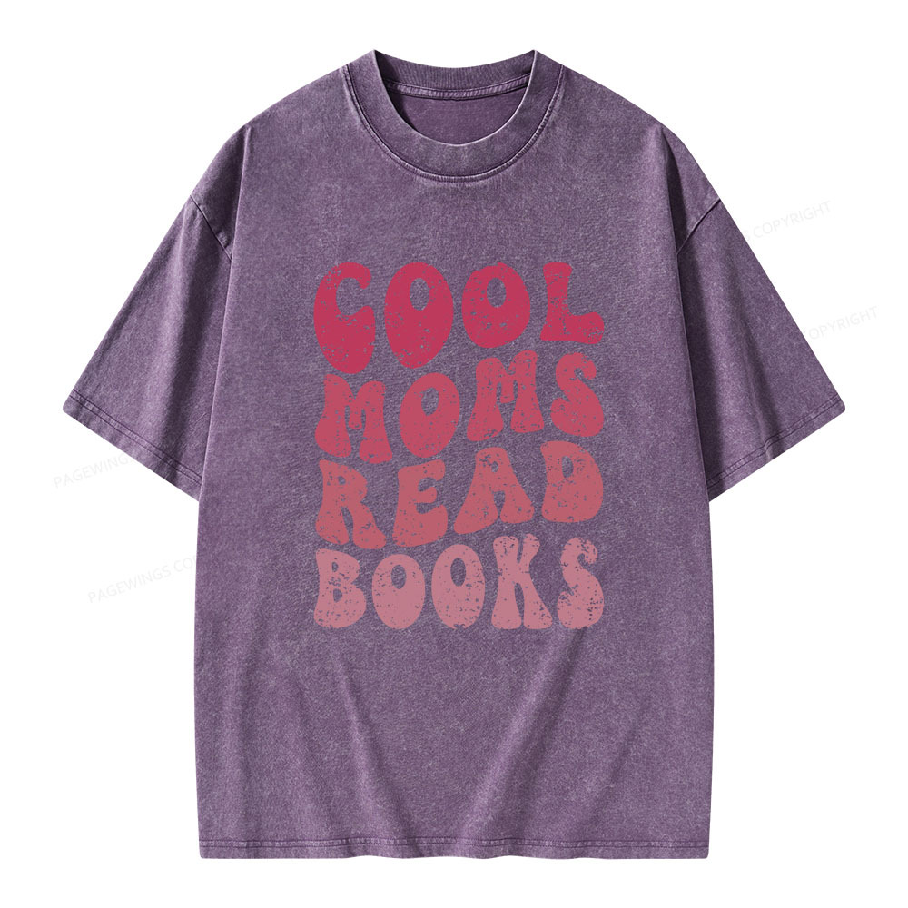 Pagewings Cool Moms Read Books Unisex Washed T-shirt