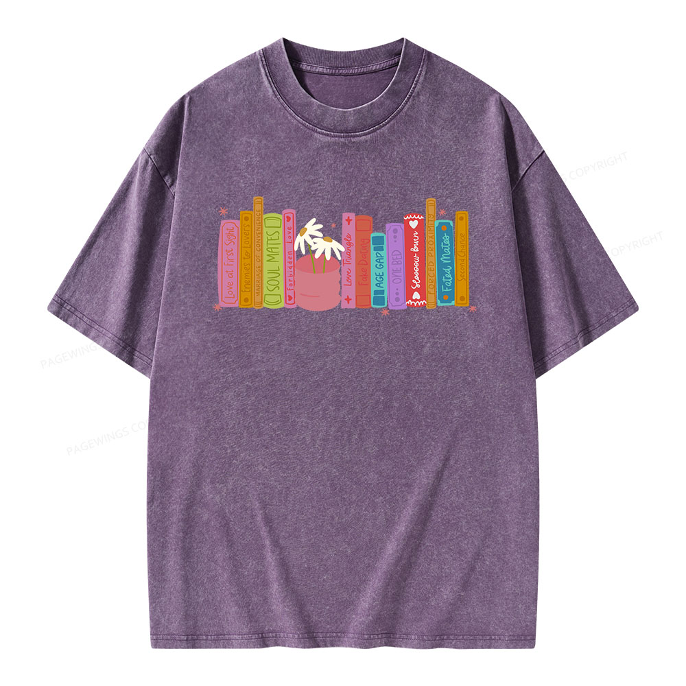 Pagewings Romance Book Tropes Unisex Washed T-shirt