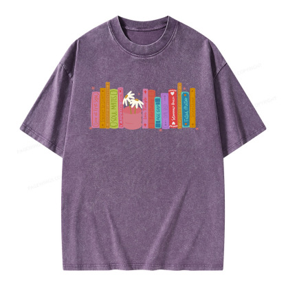 Pagewings Romance Book Tropes Unisex Washed T-shirt