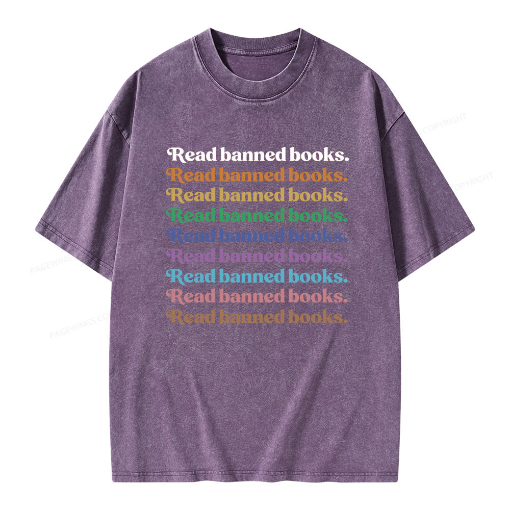 Pagewings Read Banned Books Unisex Washed T-shirt