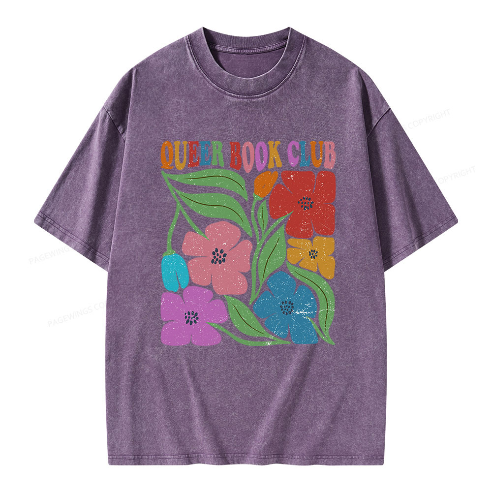 Pagewings Queer Book Club Unisex Washed T-shirt