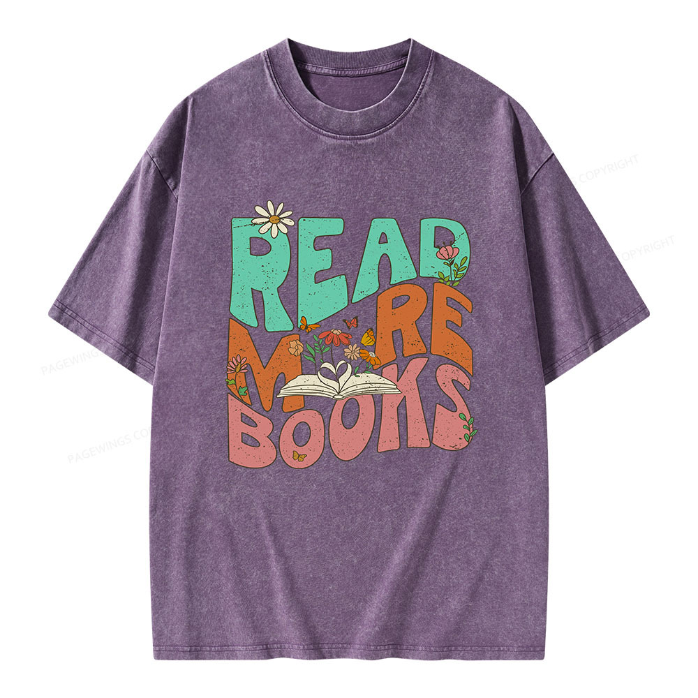 Pagewings Read More Books Unisex Washed T-shirt