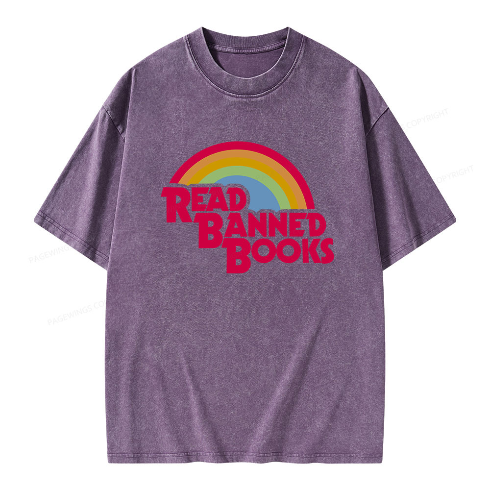 Pagewings Read Banned Books Unisex Washed T-shirt