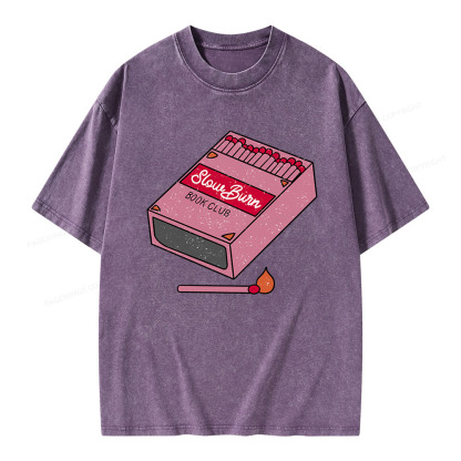 Pagewings Slow Burn Book Club Unisex Washed T-shirt
