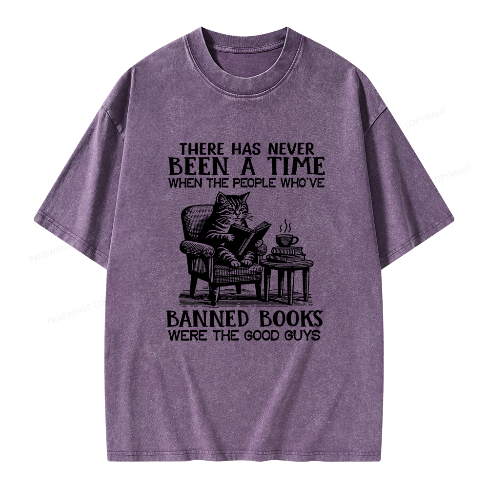 Pagewings Cats Reading Books Are Prohibited From Having Books Unisex Washed T-shirt