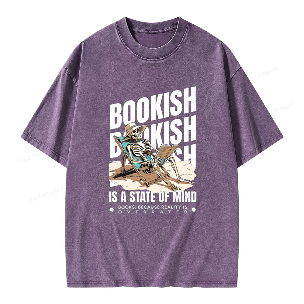 Pagewings Bookish Is A State Of Mind Unisex Washed T-shirt