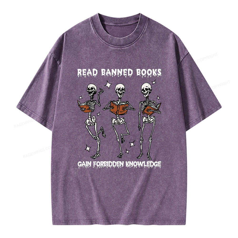 Pagewings Read Banned Books Gain Forbidden Knowledge Unisex Washed T-shirt