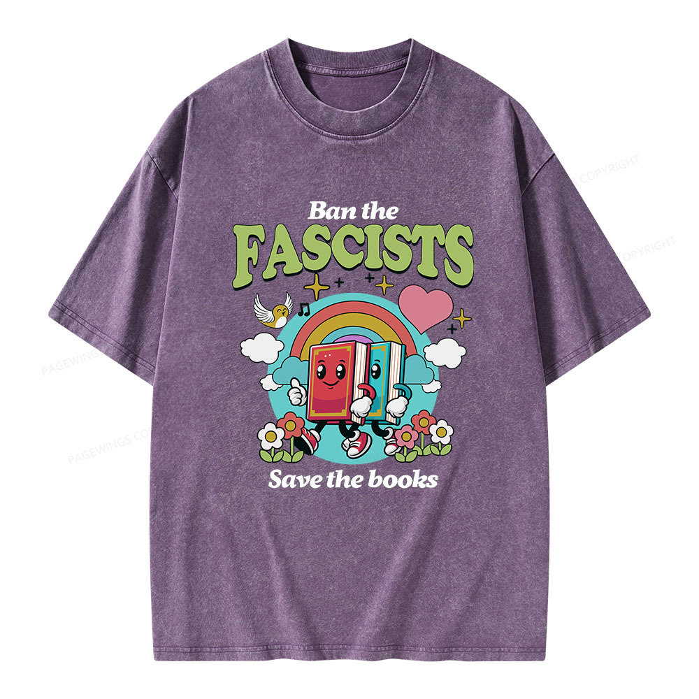 Pagewings Ban the Fascists Save the Books Unisex Washed T-shirt