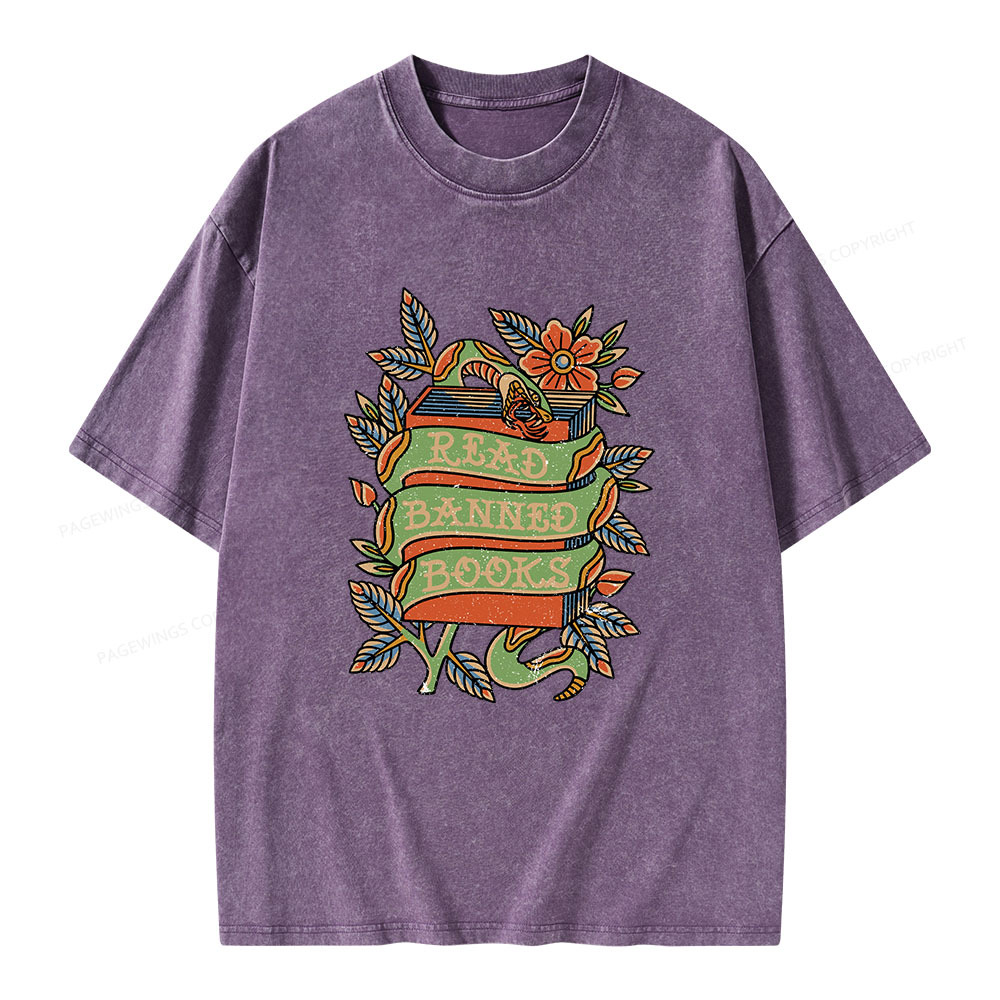 Pagewings Read Banned Books Unisex Washed T-shirt