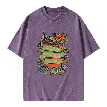 Pagewings Read Banned Books Unisex Washed T-shirt