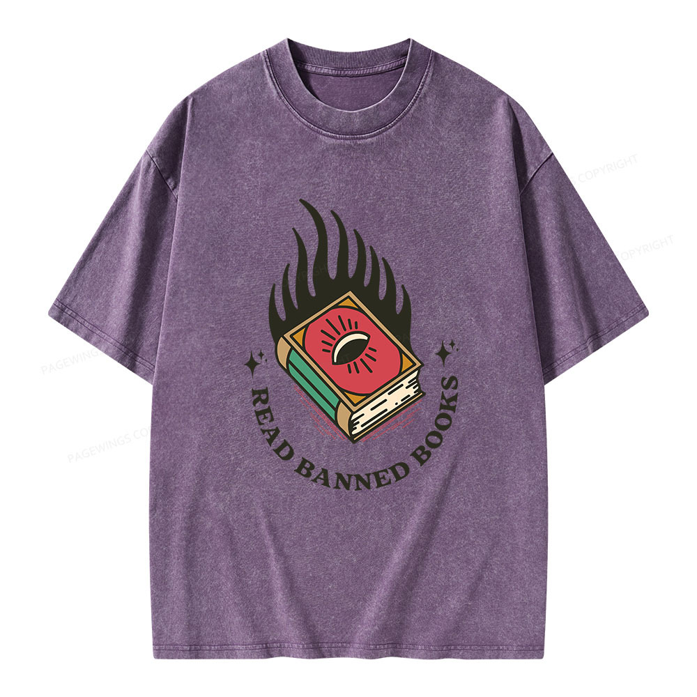 Pagewings Read Banned Books Unisex Washed T-shirt