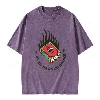 Pagewings Read Banned Books Unisex Washed T-shirt