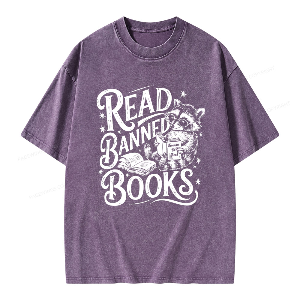 Pagewings Read Banned Books Unisex Washed T-shirt