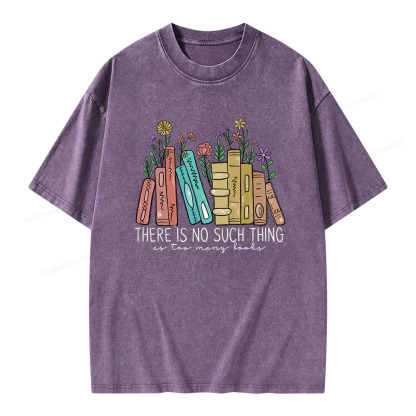 Pagewings There Is No Such Thing As Too Many Books Unisex Washed T-shirt