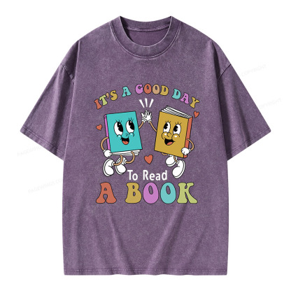Pagewings It's A Good Day To Read A Book Unisex Washed T-shirt