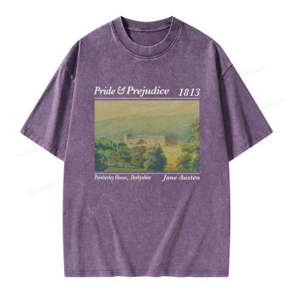 Pagewings Pride and Prejudice Pemberley House  Unisex Washed T-shirt