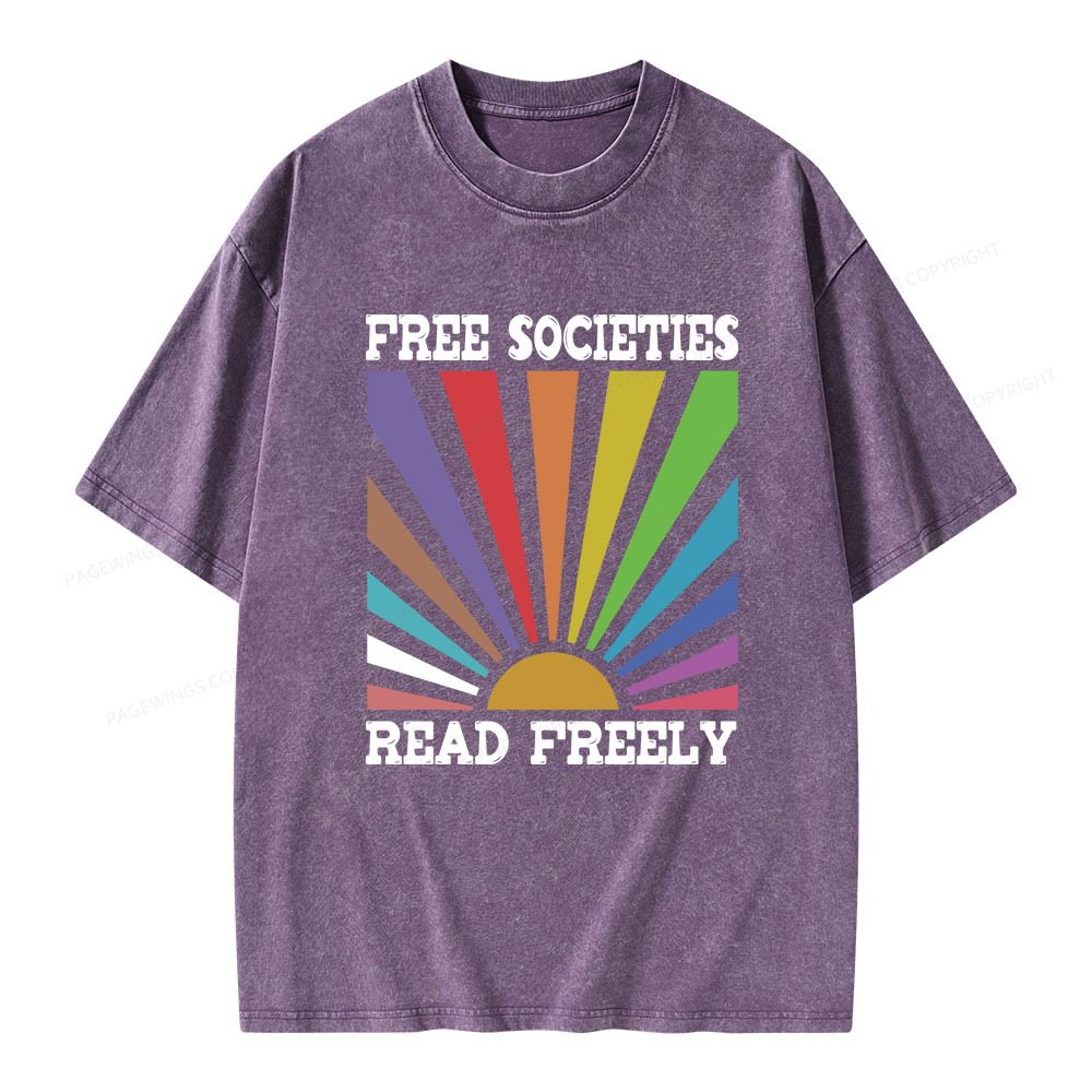 Pagewings Free Societies Read Freely Unisex Washed T-shirt