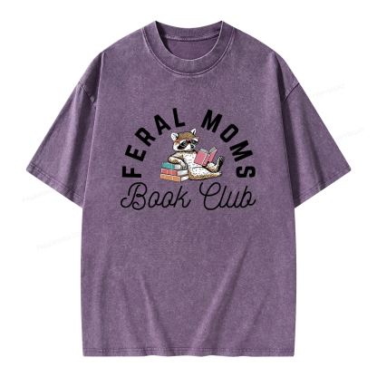 Pagewings Feral Moms Book Club Unisex Washed T-shirt