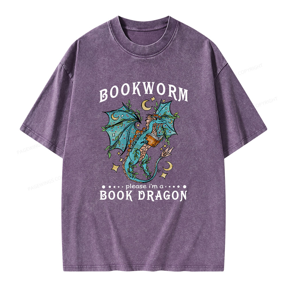 Pagewings Bookworm, please I'm a Book Dragon Unisex Washed T-shirt