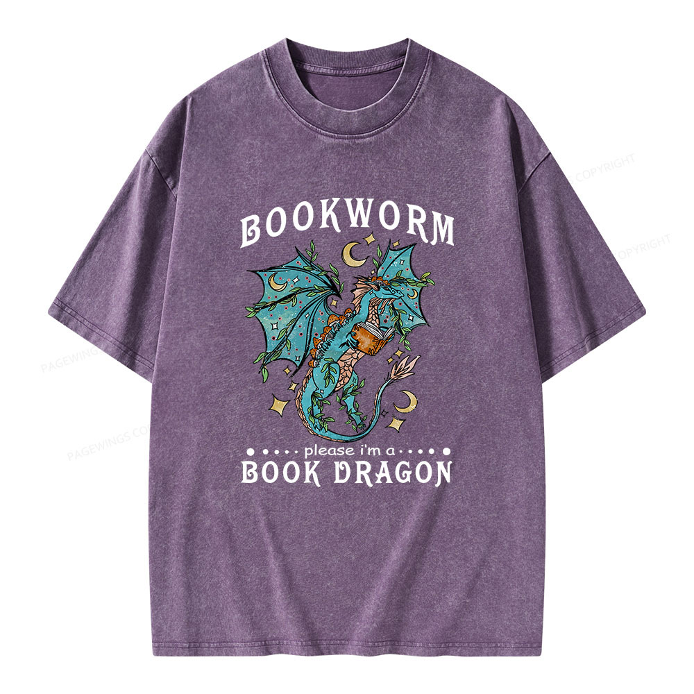 Pagewings Bookworm, please I'm a Book Dragon Unisex Washed T-shirt