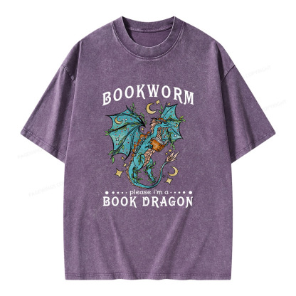 Pagewings Bookworm, please I'm a Book Dragon Unisex Washed T-shirt