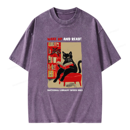 Pagewings Wake Up and Read Unisex Washed T-shirt