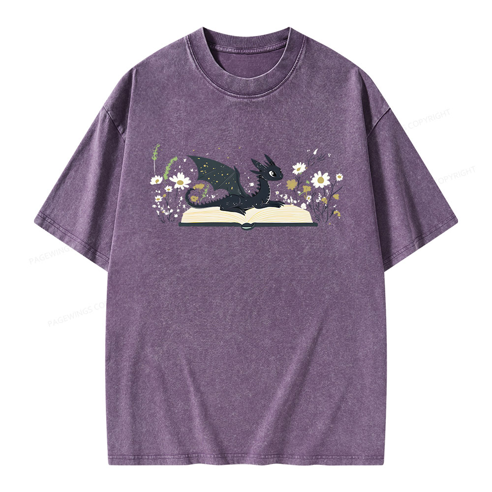 Pagewings Dragon Book Unisex Washed T-shirt