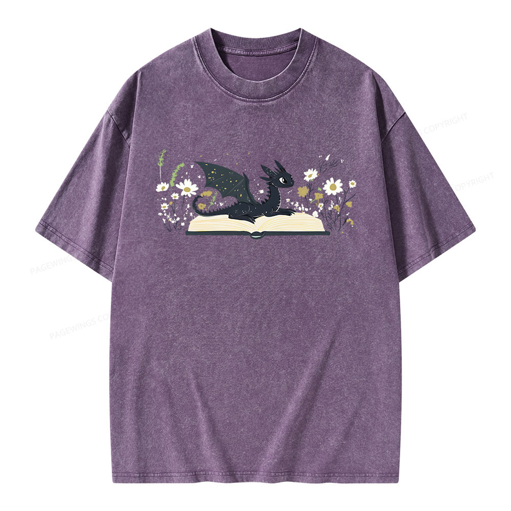 Pagewings Dragon Book Unisex Washed T-shirt