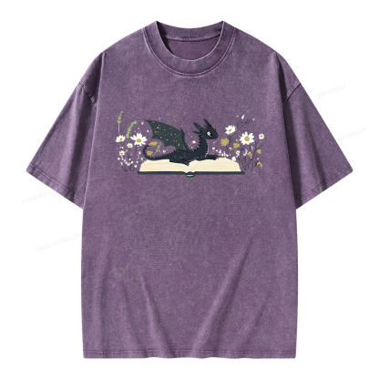 Pagewings Dragon Book Unisex Washed T-shirt
