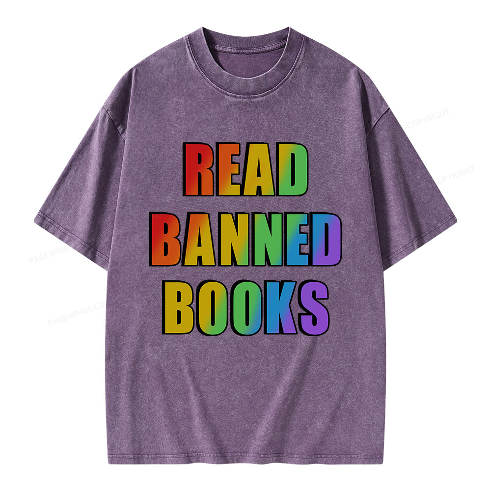 Pagewings Read Banned Books Unisex Washed T-shirt