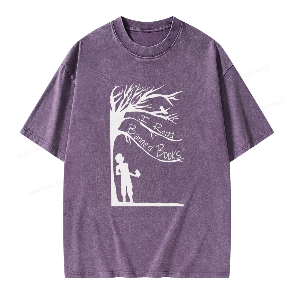 Pagewings I Read Banned Books Unisex Washed T-shirt