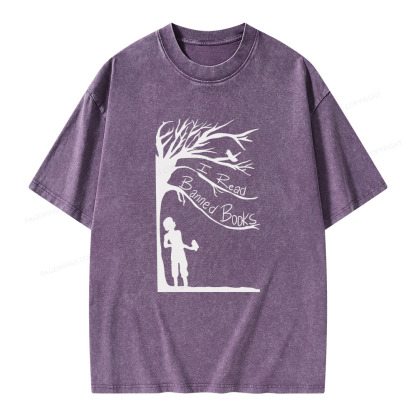 Pagewings I Read Banned Books Unisex Washed T-shirt