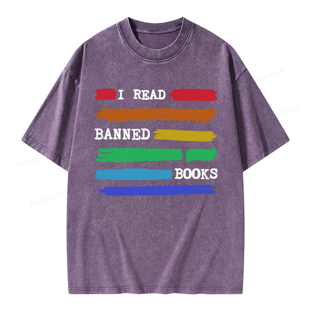 Pagewings I Read Banned Books Unisex Washed T-shirt