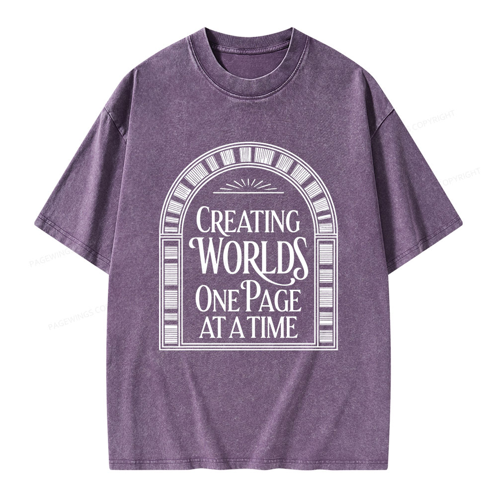 Pagewings Creating Worlds One Page At A Time Unisex Washed T-shirt