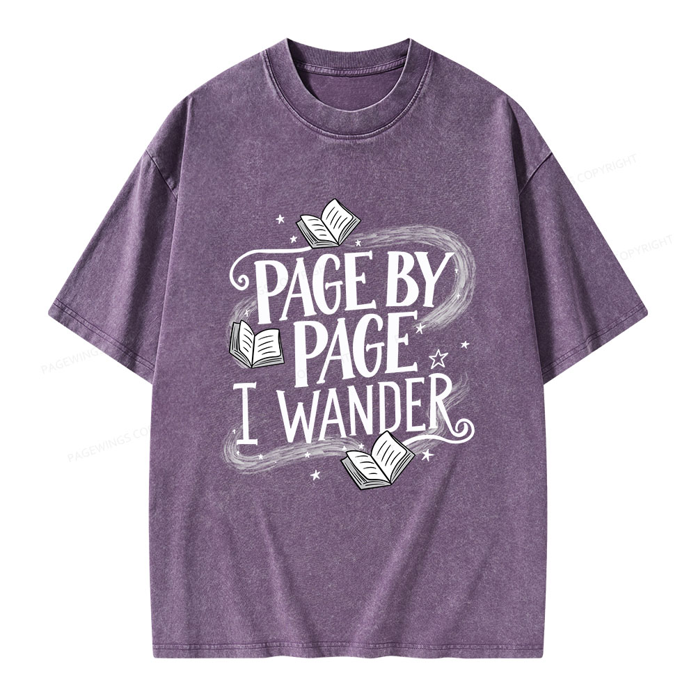 Pagewings Page By Page I Wander Unisex Washed T-shirt