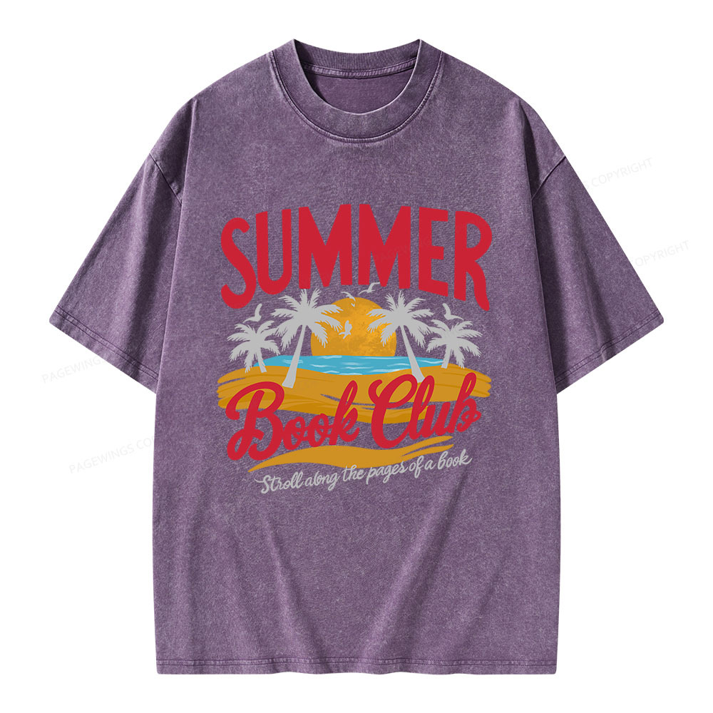 Pagewings Summer Book Club Unisex Washed T-shirt