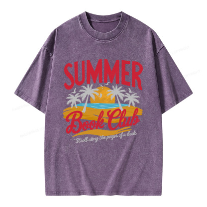 Pagewings Summer Book Club Unisex Washed T-shirt