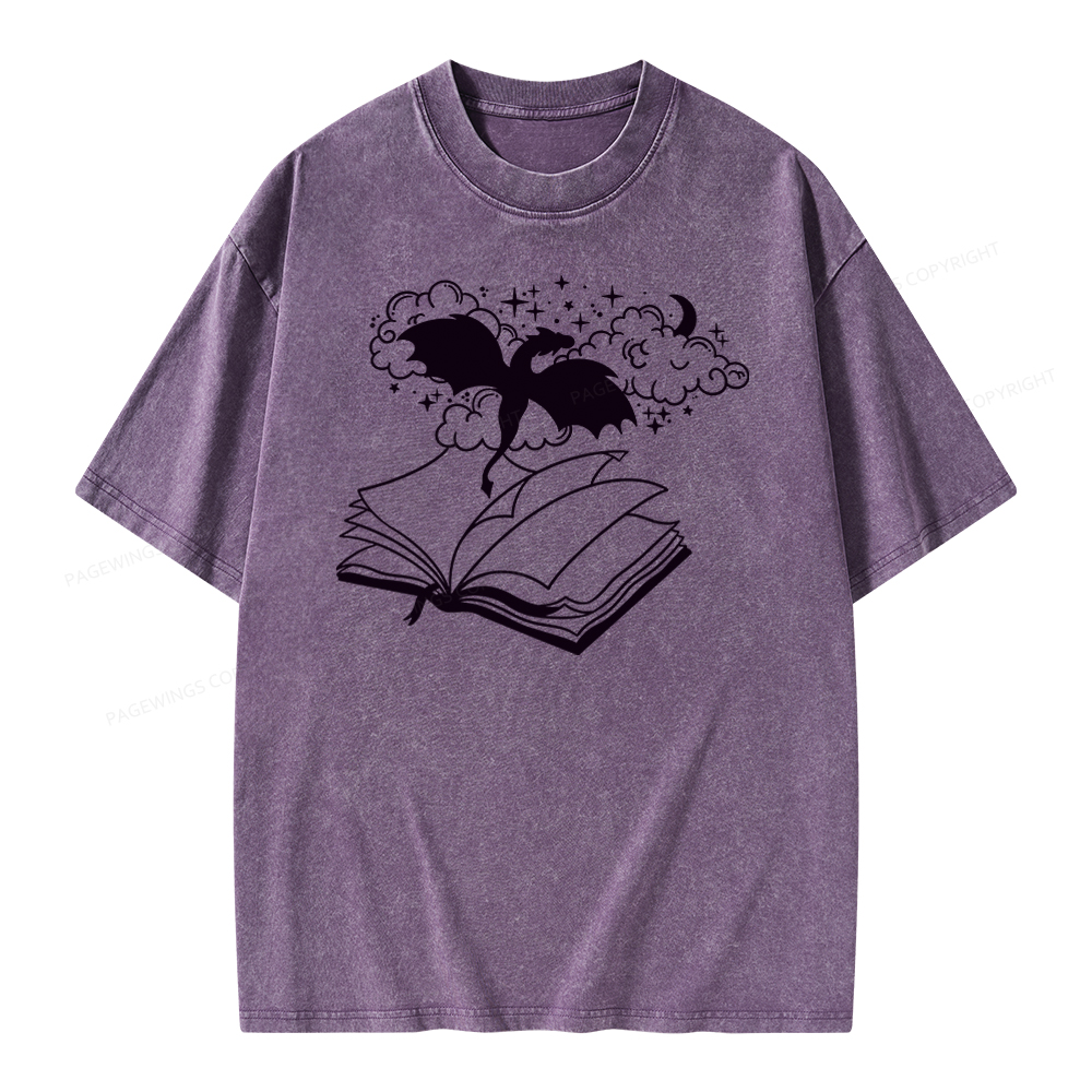 Pagewings Dragon Book Unisex Tee Unisex Washed T-shirt