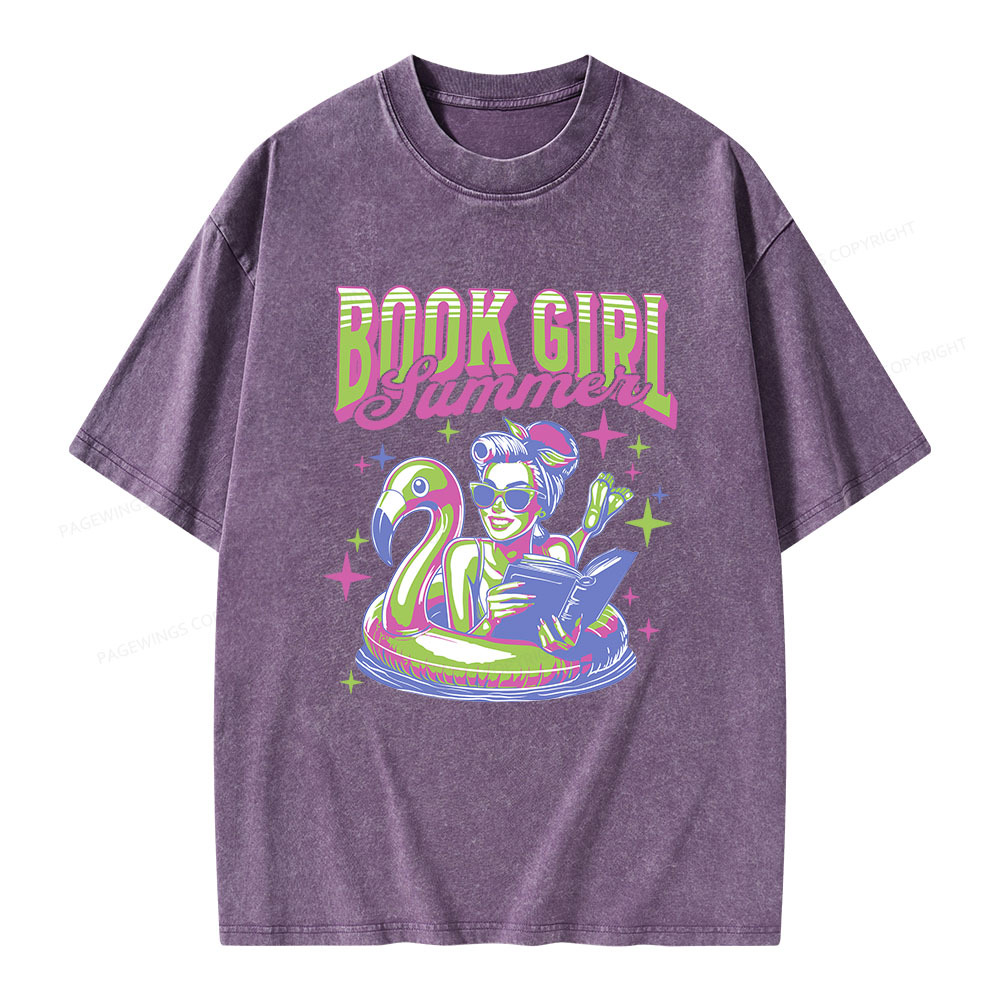 Pagewings Bookish Girl Summer Unisex Washed T-shirt