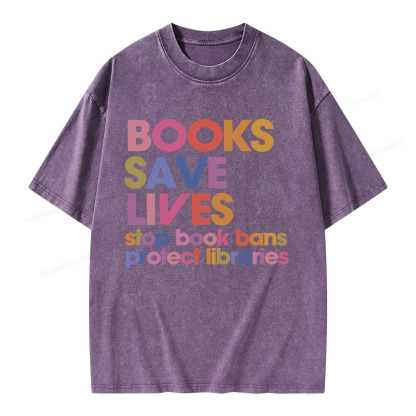 Pagewings Books Save Lives Unisex Washed T-shirt