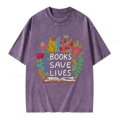 Pagewings Books Save Lives Unisex Washed T-shirt