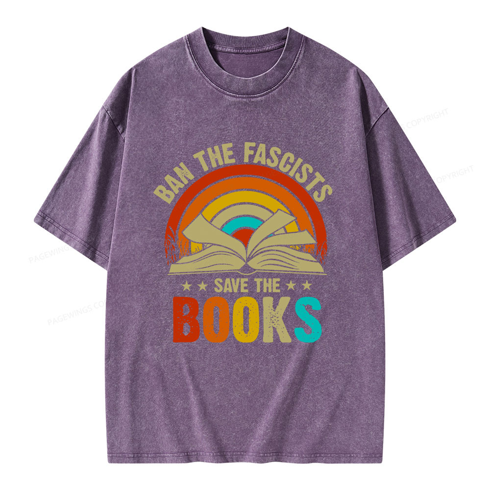 Pagewings Ban The Fascists Save The Books Unisex Washed T-shirt