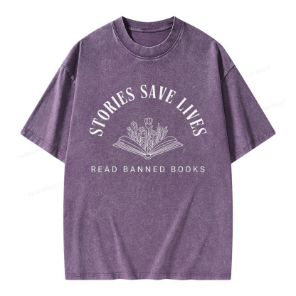 Pagewings Stories Save Lives Unisex Washed T-shirt