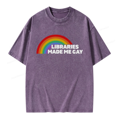 Pagewings Libraries Made Me Gay Unisex Washed T-shirt