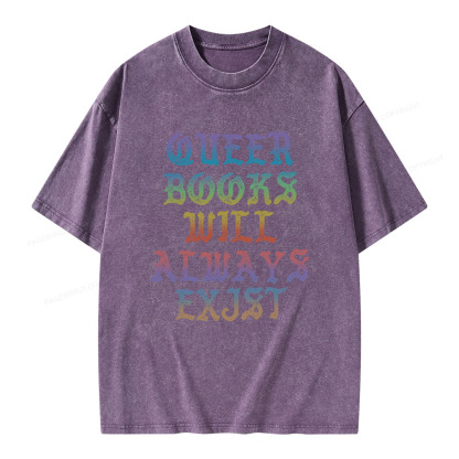 Pagewings Queer Books Will Always Exist Unisex Washed T-shirt