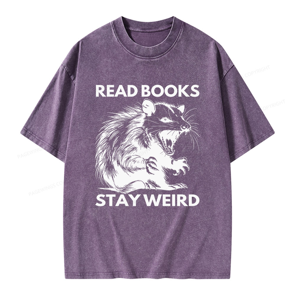 Pagewings Read Books Stay Weird Unisex Washed T-shirt