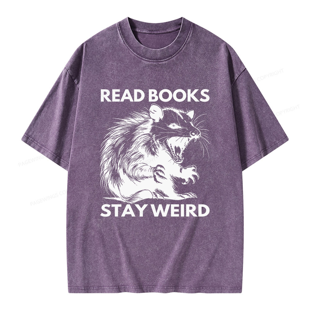 Pagewings Read Books Stay Weird Unisex Washed T-shirt