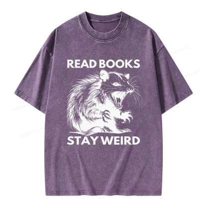 Pagewings Read Books Stay Weird Unisex Washed T-shirt