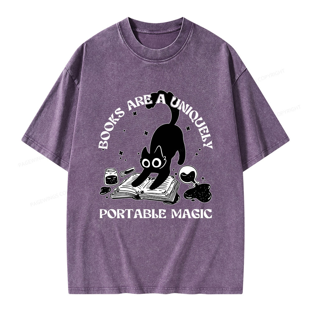 Pagewings Books Are Uniquely Portable Magic Unisex Washed T-shirt